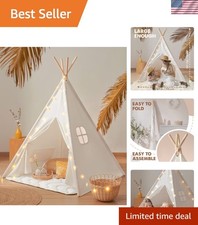 Teepee Tent for Kids   100 Cotton Play Tent with Padded Mat  Star Lights, F...
