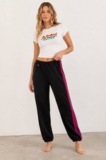 Aviator Nation Women s Black Pink Stripe Sweatpants Joggers Size Medium M