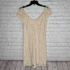 Cope By Urban Outfitters Cream Lace Mini Bodycon Dress Size M