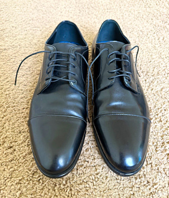 Alberto Guardiani Men s Black Leather Cap Toe Lace-Up Oxford Dress Shoes EU44