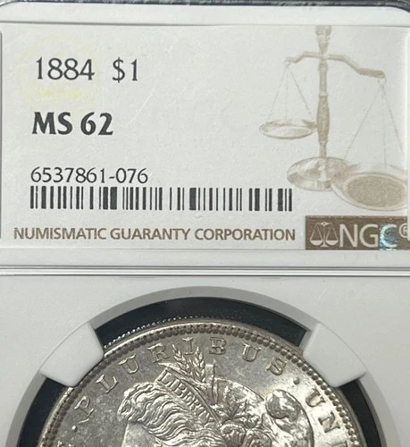 MS62 1884 MORGAN S$1~90% SILVER~NGC CAPSULE~SOLID U.S COLLECTABLE/INVESTMENT