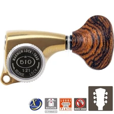NEW Gotoh SGL510Z-RL5 MGT Locking Tuning Keys 21:1 Ratio Set 3x3, ANTIQUE X-GOLD