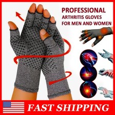 1 Pair Copper Arthritis Compression Gloves Hand Support Joint Pain Relief Gray
