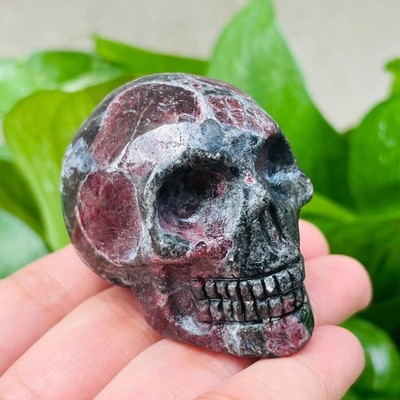 2'' Natural Garnet Hand-carved Quartz Skull Crystal Reiki Healing 1pc