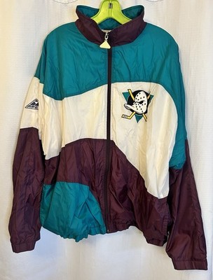 VTG ANAHEIM MIGHTY DUCKS 90s APEX ONE WAVE NHL HOCKEY JACKET ADULT SZ XL RARE