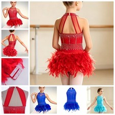 Girls Skirted Stage Performance Ballroom Rhythmic Leotard Training Dancewear