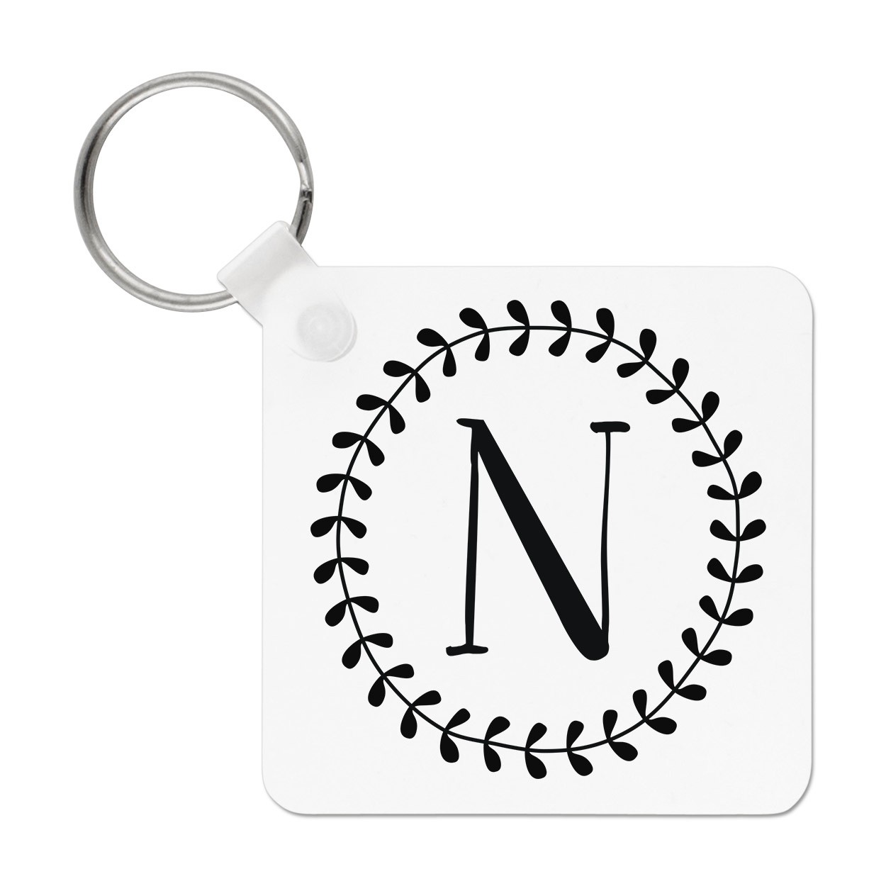 Letter N Floral Wreath Alphabet Keyring Key Chain - Flowers
