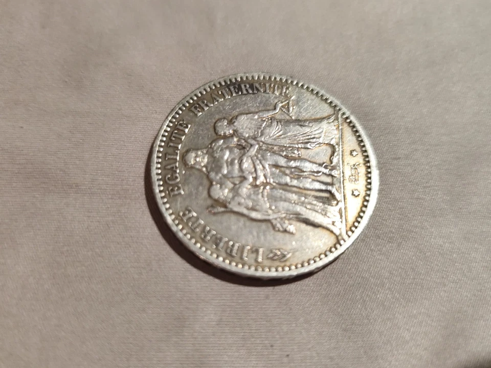 pièce 5 francs argent hercule 1876 atelier K - Photo 4/4