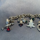 Vintage 1950s Christmas Rhinestone Charm Bracelet Bells Bird tree wreath flower — photo 2