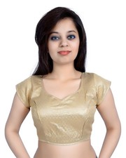 Bright Gold Banarasi Readymade Choli Blouse For Saree And Lehenga