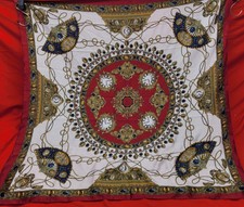 Scarf Wrap Equestrian Red Gold Blue Yellow Head Neck Paisley