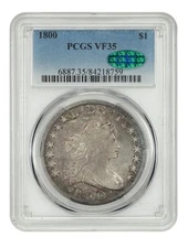 1800 Early US Draped Bust Silver Dollar PCGS VF 35  CAC GREEN BEAN TONER 🔥