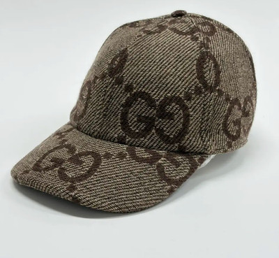 Gucci Men's Brown Jumbo GG Wool Baseball Cap (M size 58 cm)