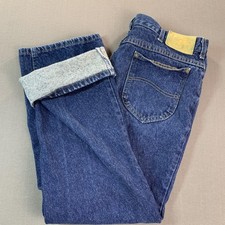Vintage Lee Jeans Mens 38 Fits 36x30 Blue Denim Straight Leg USA Workwear 90s