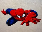 VINTAGE SPIDERMAN MOVIE TV SHOW DIE-CUT FLYING SPIDER MAN 12" METAL GAS OIL SIGN