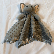 Pro Goleem elephant lovey lovie security blanket satin edge gray 16x16 baby snug
