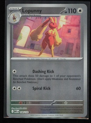 Lopunny 108/132 Pokemon Mega Evolution Common Near Mint Reverse Holo
