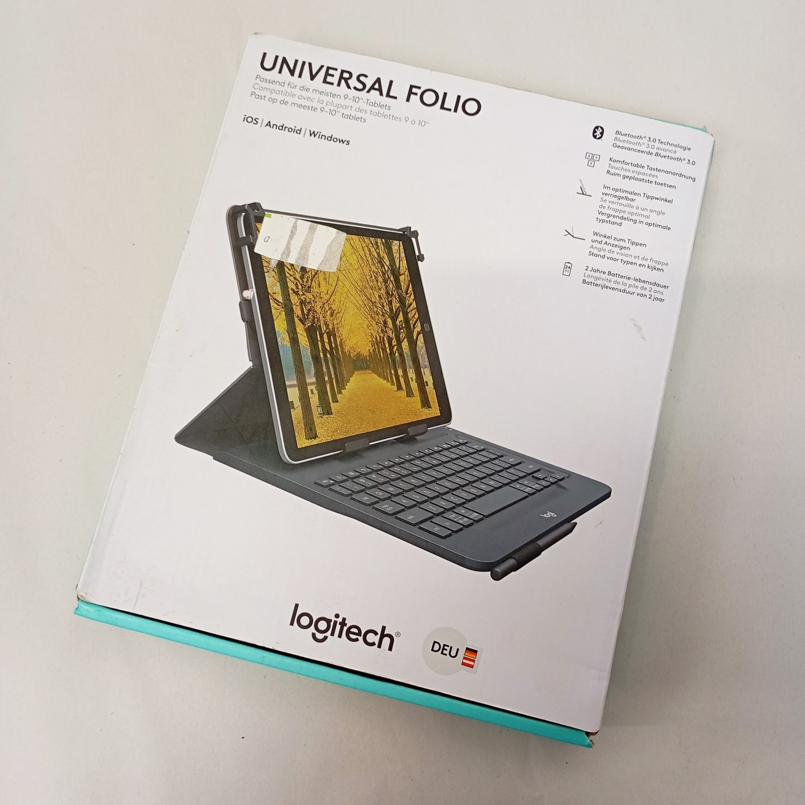 Logitech Universal Folio Keyboard Case Tablet 9-10"" Bluetooth German GEU Layout