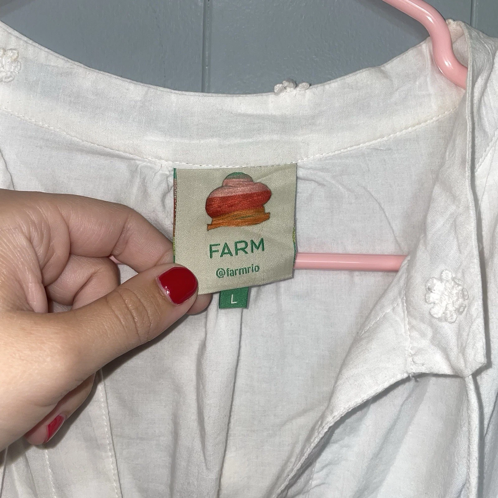 OFF WHITE Farm Rio Off White Mini Abito 3D Fiore Cinch Vita Grande