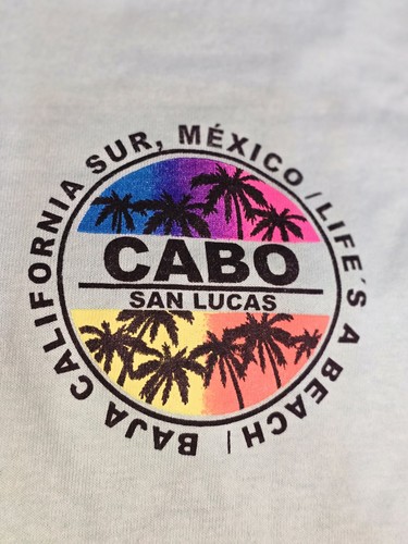 T-shirt media da uomo Cabo San Lucas Baja California Lifes A Beach Aqua Teal Mexico - Foto 4 di 9