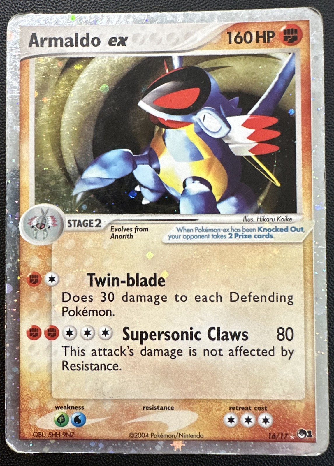 Pokemon Armaldo EX 16/17 Holo Ultra Rare Card Pop Series 1
