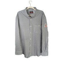 Bulwark FR Shirt Mens XL Black Gingham Flame Resistant Work Shirt CAT 2