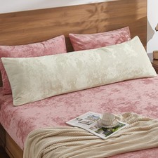 Velvet Body Pillow Cover with Zipper, Cream, 20x54 Inch, 1 Pack