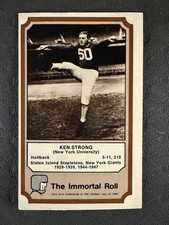 1975 Fleer Team Cloth Patch Stickers - The Immortal Roll Ken Strong #21 (RC)
