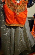 Indian Chaniya Choli  Size M Grey  With Pink
