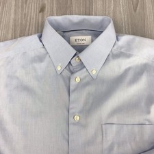 Eton Custom Made Mens Light Blue Cotton Button Down Dress Shirt Chest 44
