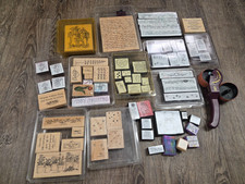 Stampin' Up Vintage Christmas Wooden Block Rubber Ink Stamps 1990s Lot of 70 
