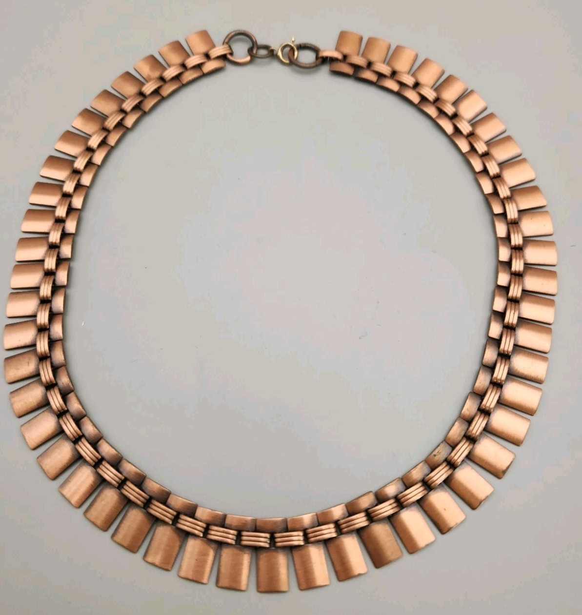 Vintage Solid Copper Flat Rectangles Link Necklace - image 4