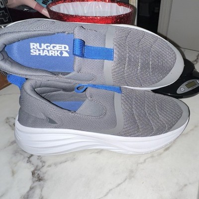 Rugged Shark Breathable Lightweight Mesh Slip-On Casual Shoes Gray Blue Men's 12