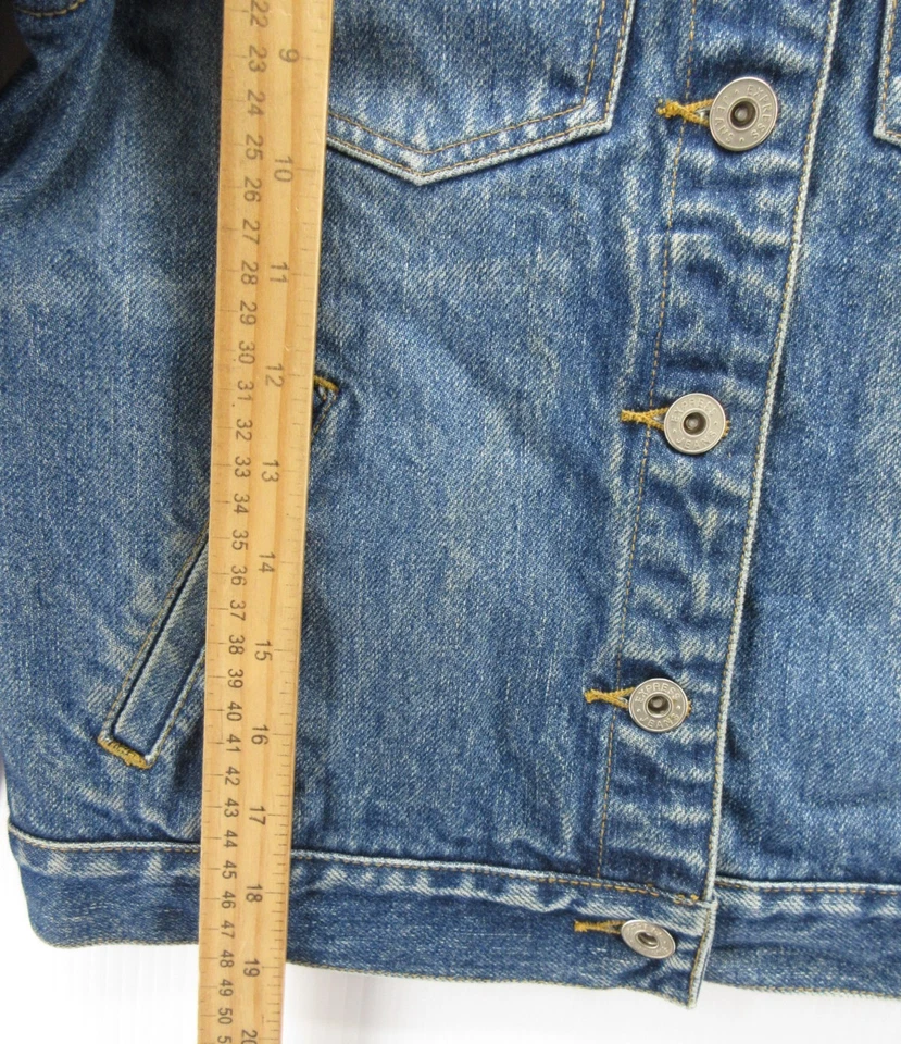 Chaqueta Jeans VINTAGE Express Mujer Pequeña Azul Camionero Denim Moto Abotonada Y2K * Foto 4 de 4