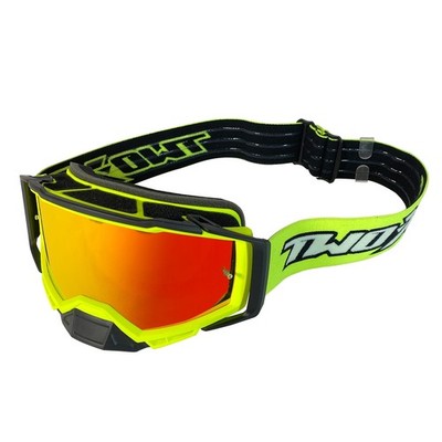 Motocross Brille TWO-X Atom Crossbrille neon VORTEX verspiegelt iridium