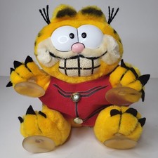 Vintage Garfield Plush Window Cling Plush Red Shirt 8" Stuffed Animal Dakin 1981