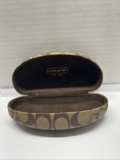 Coach Signature Monogram Brown Hard Clamshell Sunglasses Eye Glasses Case 6"