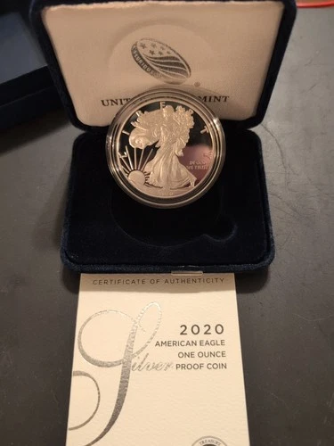2020 S American Silver Eagle Bullion Proof $1 Coin OGP COA San Francisco 20EM