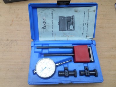 Central Tools 6410 Dial Indicator Test Set Magnetic Base 0''-1'' Great Condition