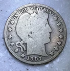 1907-S  Barber, Liberty Head, Morgan Half Dollar,  G/VG - Nice Coin!!