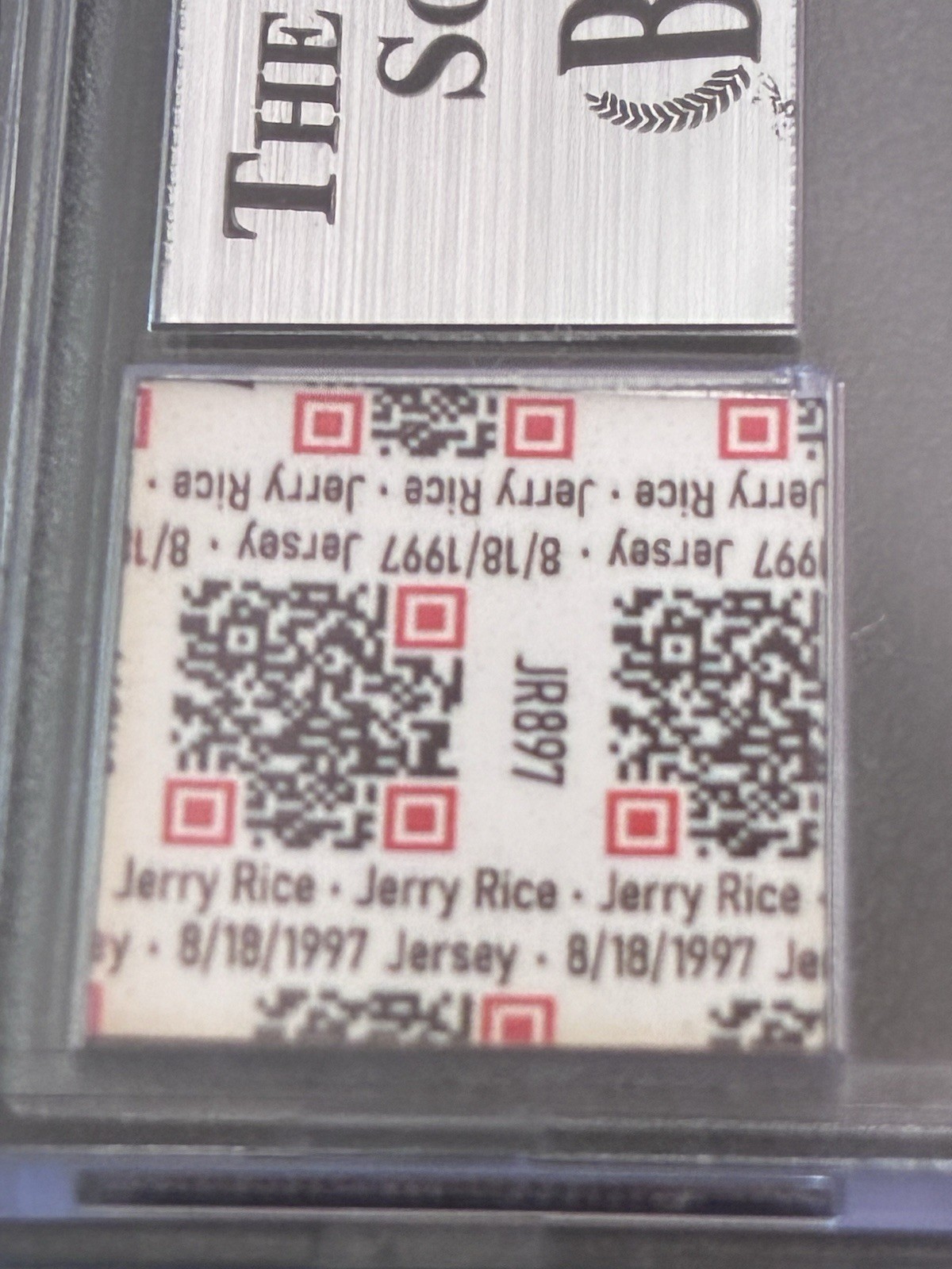 JERRY RICE 4-Color '97 Game-Used Jersey Patch & '23 Prestige Card. BGS Mint 9. view 11