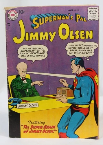 Vtg Jimmy Olsen Comic Book #22 Superman's Pal Super Brain DC 1957 Estate Silver