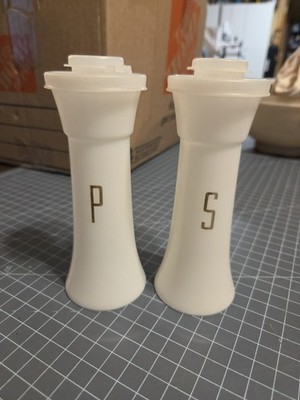 Vintage Tupperware Salt & Pepper Shakers 6  White Hourglass