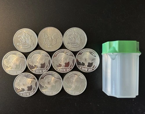 New Listing1990 Silver Eagle in a 10 Coin Lot - 1 oz 999 Fine Silver mixed faces