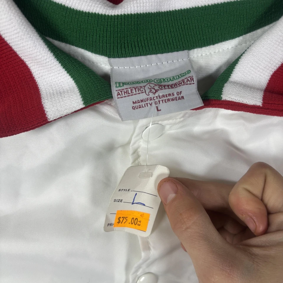 Vintage Italia Jacket Mens Large White Satin Bomber Snap Front Made in USA 90s - Image 4 of 4