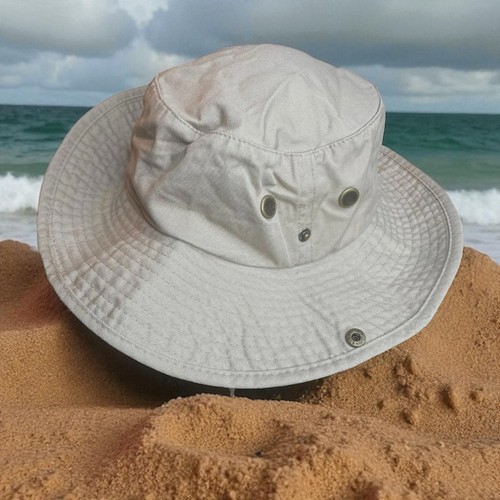 Newhattan Mens Sz Small Medium Safari Boonie Cap Bucket Hat Drawstring Side Snap