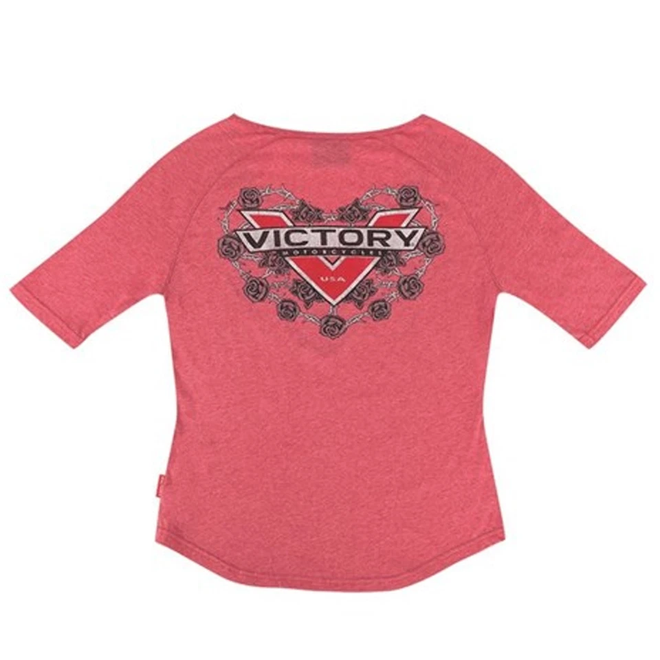 Victory Motorcycle New OEM Women's Red Foil 3/4 Sleeve T-Shirt, Large, 286618706 - Image 2 of 4