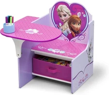 Delta Children Frozen Chair Desk with Storage Bin Elsa & Anna Study Seat Ages 3+