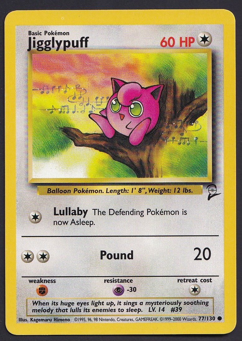 JIGGLYPUFF Base Set 2 - 77/130 - Common - Pokemon Card LP ~ FREE SHIPPING #2
