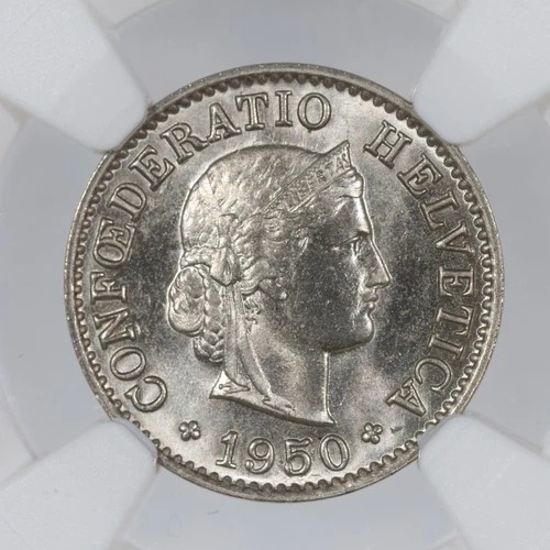 1950-B Switzerland 5 Rappen - NGC MS66
